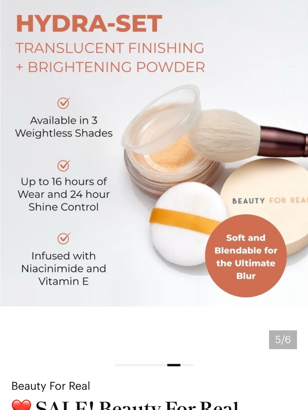 Beauty For Real - Hydra Set Translucent Brightening Powder - Picture 3 of 3
